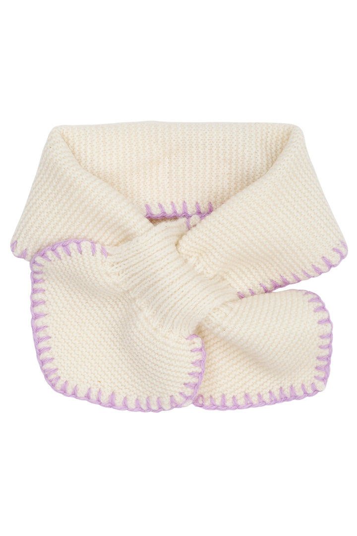 LAMBSWOOL BOW SCARF - CREAM/LAVENDER COMB.