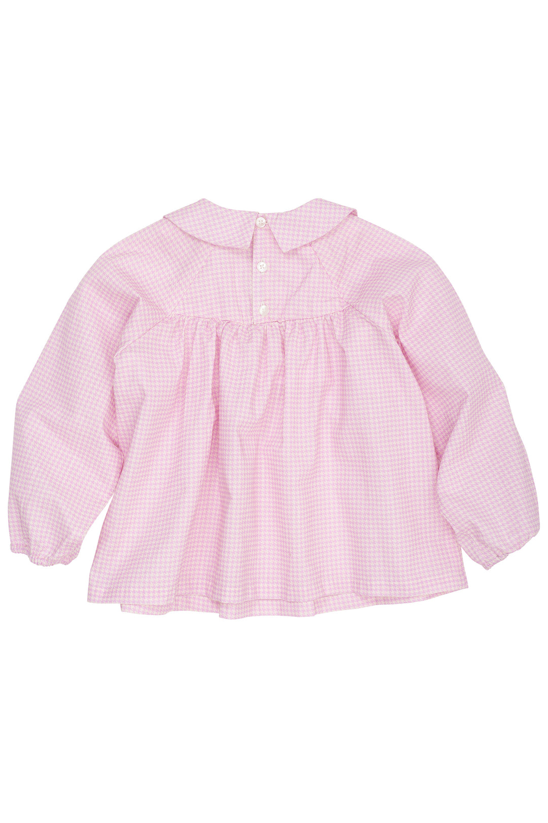 HOUNDSTOOTH BLOUSE W. HANDMADE EMB. SMOCK - SYRINGA COMB
