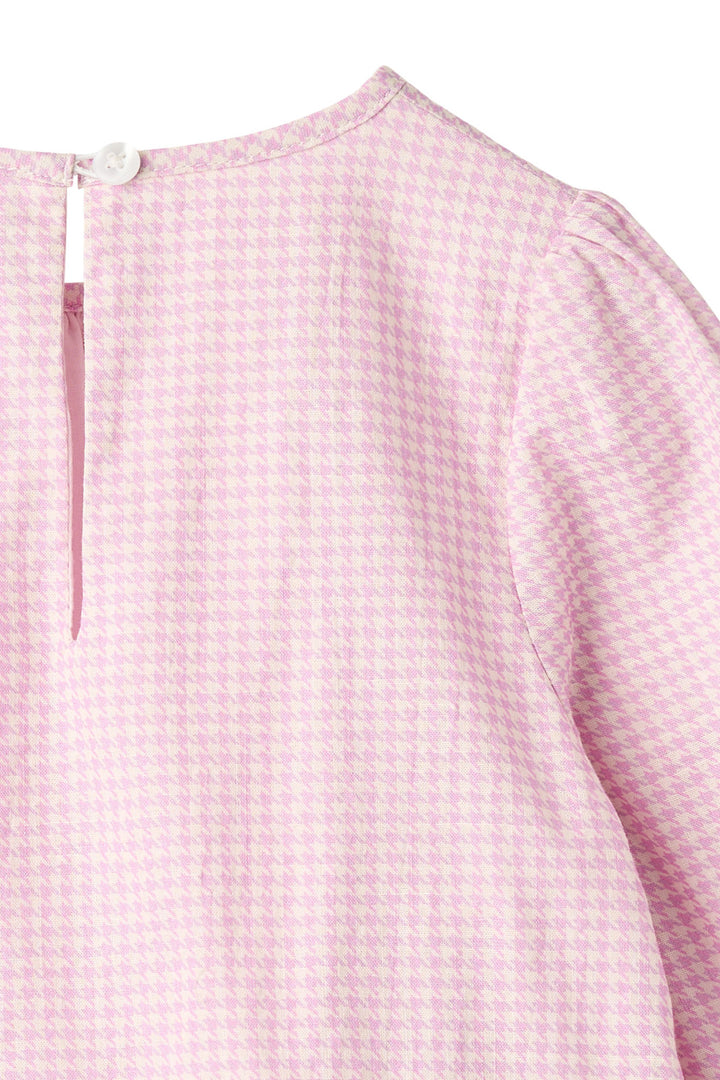 HOUNDSTOOTH BLOUSE W. EMB. AT BOTTOM HEM - SYRINGA COMB