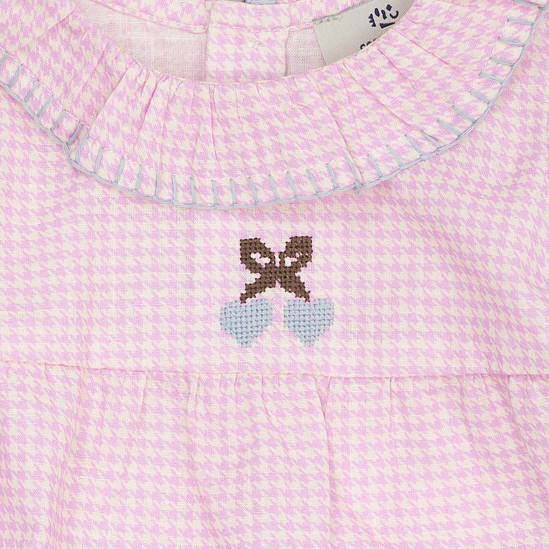 HOUNDSTOOTH BABY SET W. BLOUSE & BLOOMERS - SYRINGA COMB