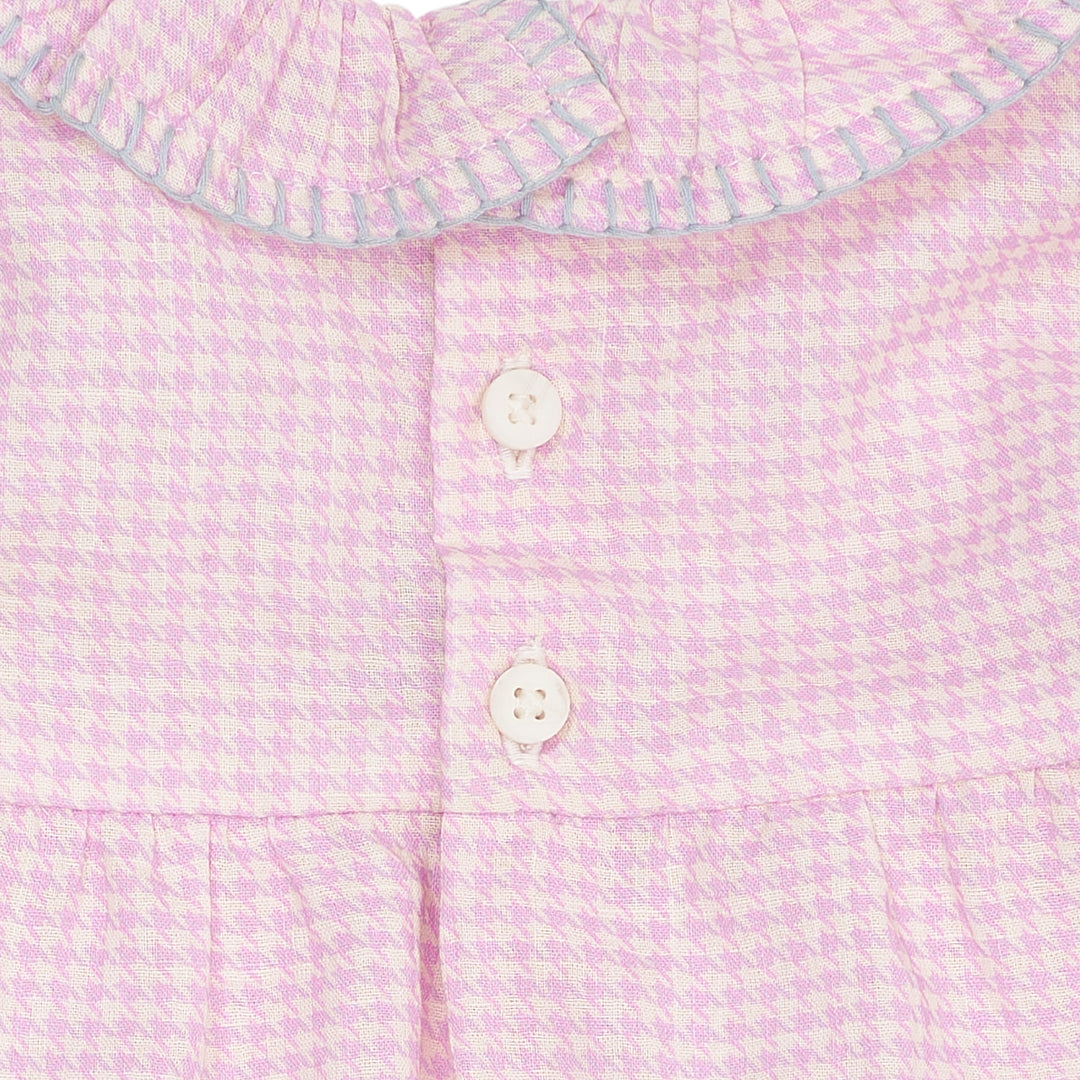 HOUNDSTOOTH BABY SET W. BLOUSE & BLOOMERS - SYRINGA COMB