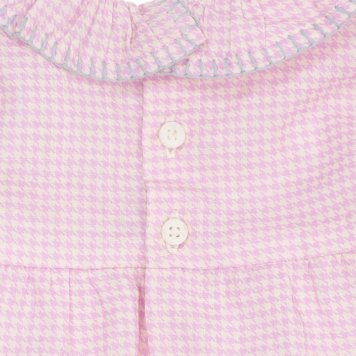 HOUNDSTOOTH BABY SET W. BLOUSE & BLOOMERS - SYRINGA COMB