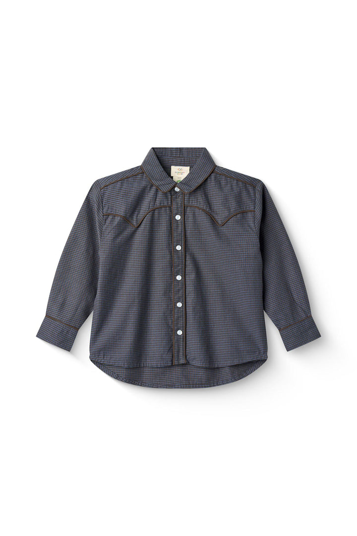 CHECKERED COWBOY SHIRT - BROWN BLUE CHECK COMB