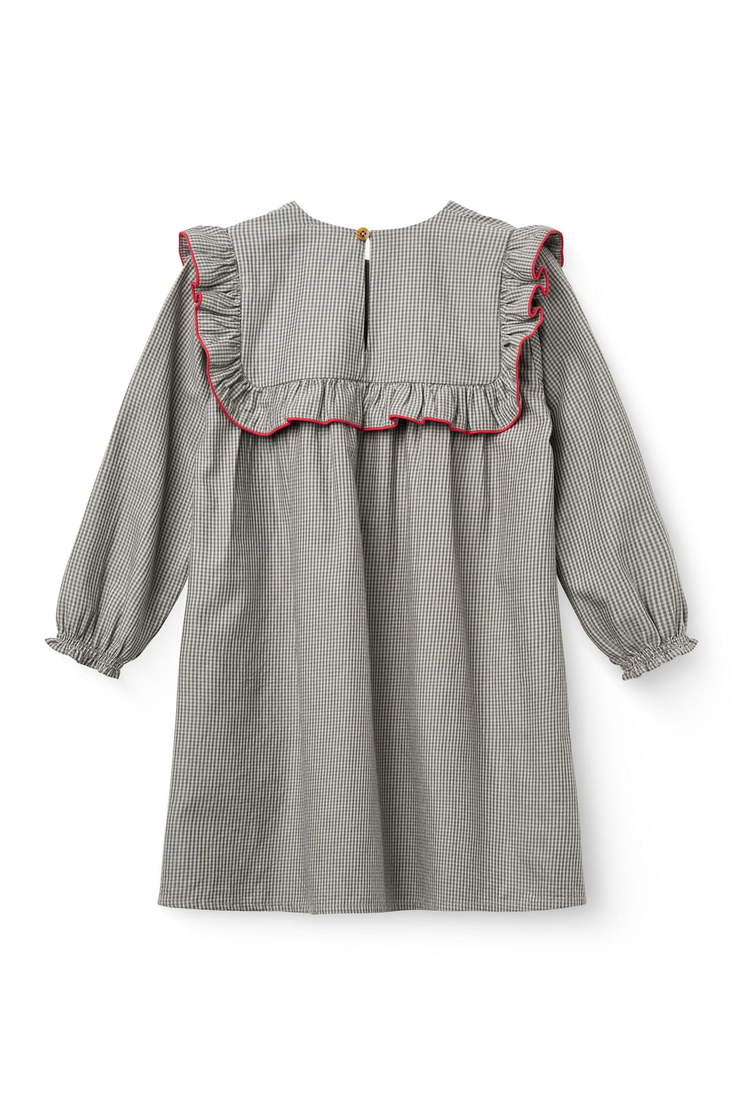 Checkered Dress w. Ruffle - GREY CHECK COMB