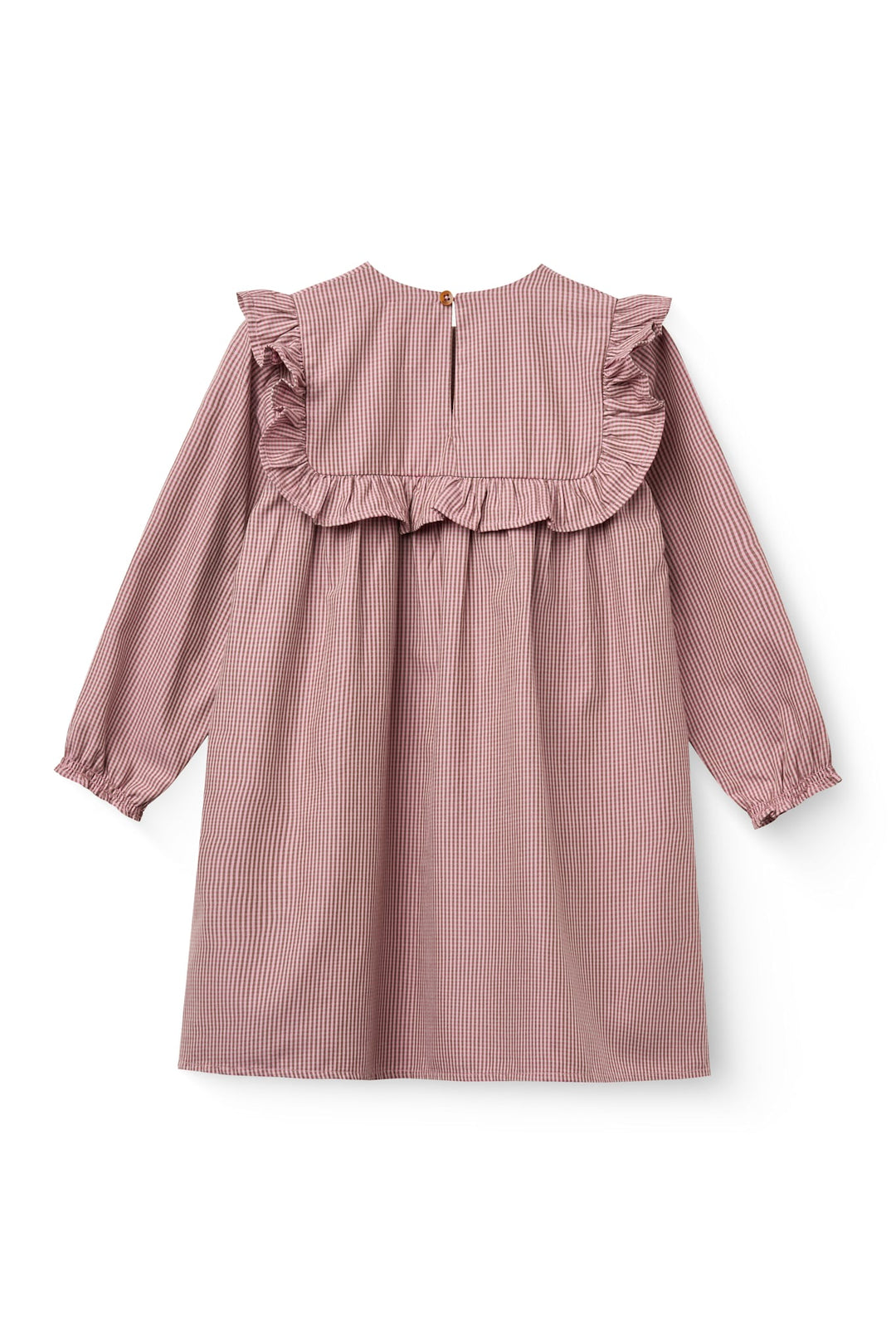 Long-sleeved Dress with frill and emb. - WINTER ROSE CHECK COMB