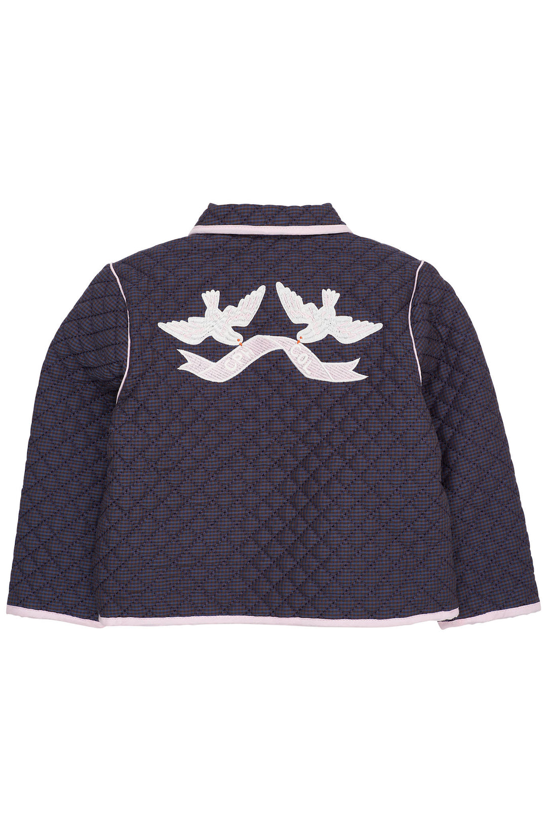 CHECKERED QUILTED JACKET W. EMB. - BROWN BLUE CHECK COMB