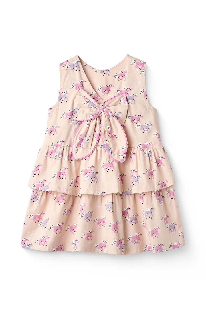UNICORN DRESS W. RUFFLE & BOW - UNICORN COMB