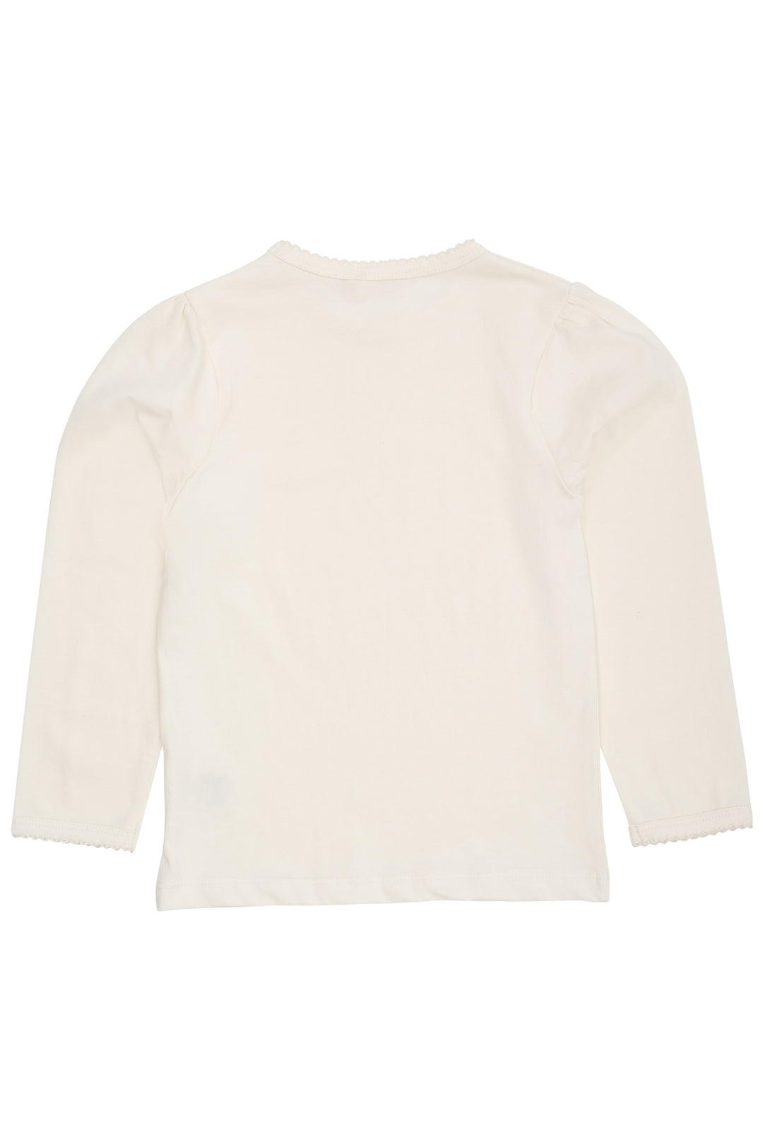 SOLID LS TEE W. PICOT AND BOW - CREAM