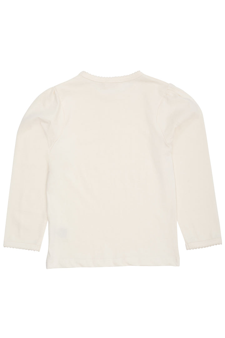 SOLID LS TEE W. PICOT AND BOW - CREAM