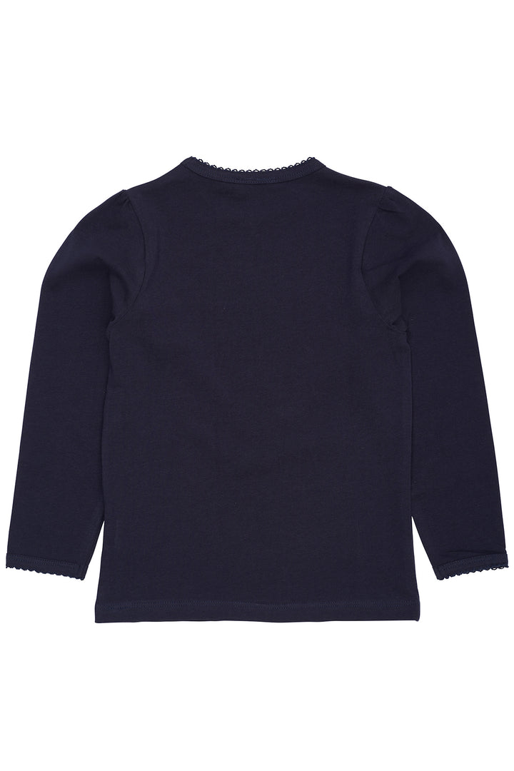 SOLID LS TEE W. PICOT AND BOW - NAVY