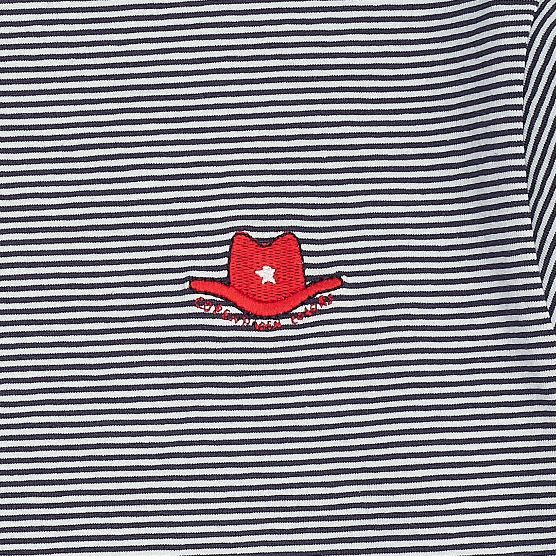 LS T-SHIRT W. RED COWBOY HAT - NAVY/CREAM STRIPE
