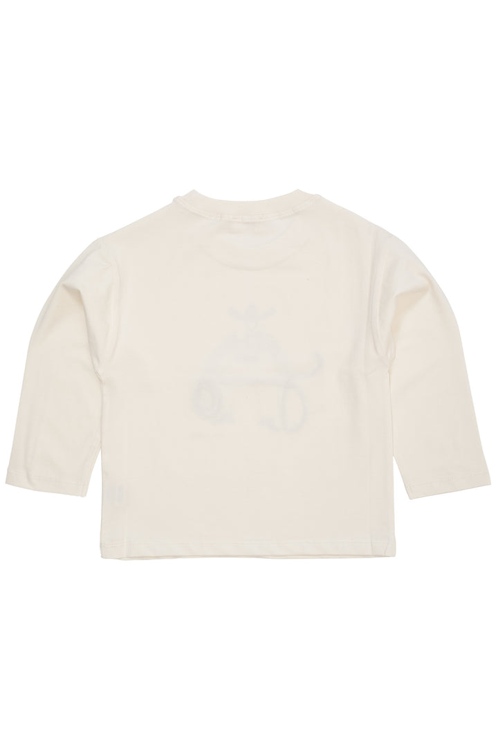 LS T-SHIRT W. COWBOY PRINT+EMB. - CREAM