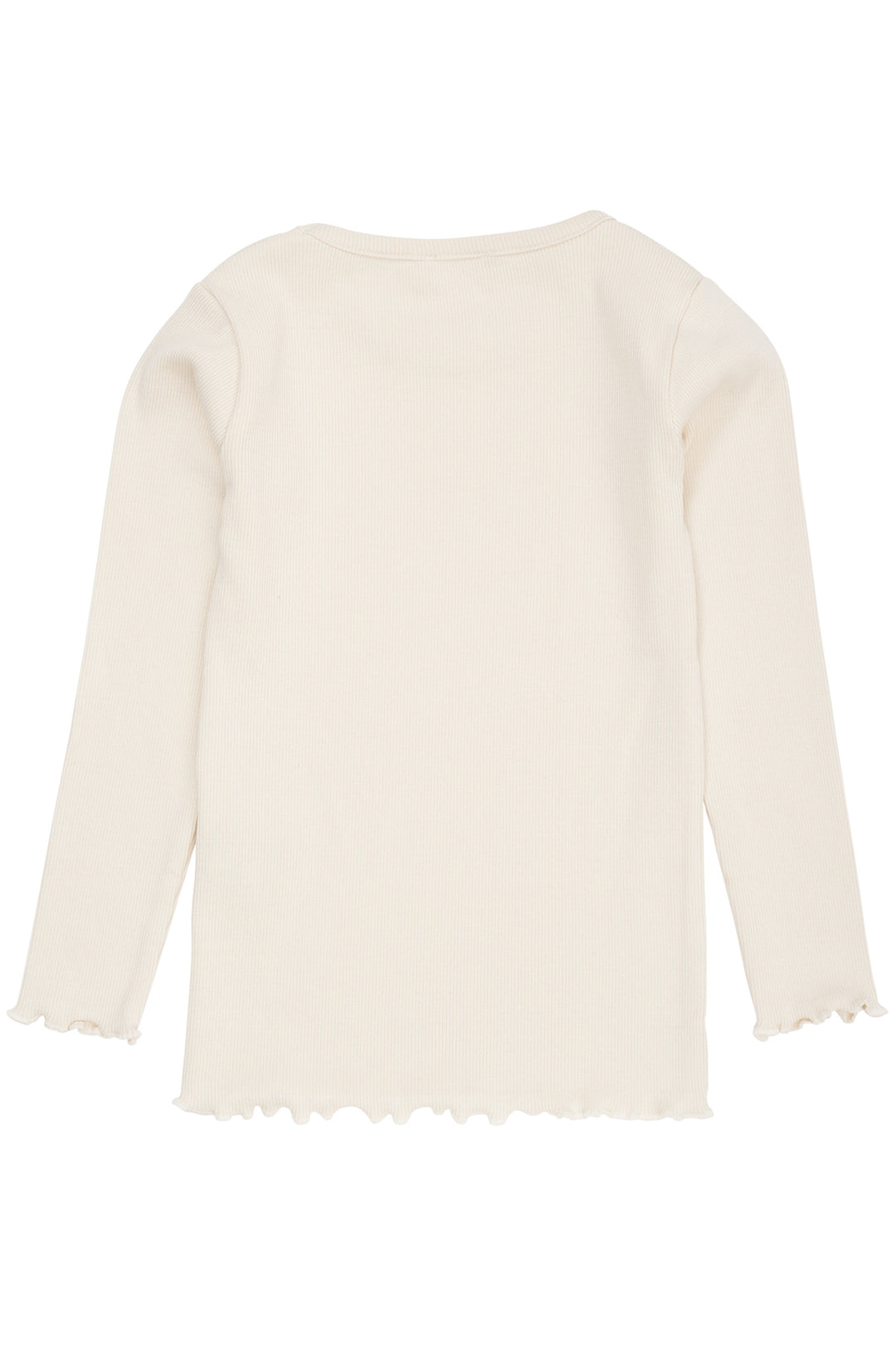 MODAL RIB LS TEE W. HEART HOLE PATTERN - CREAM