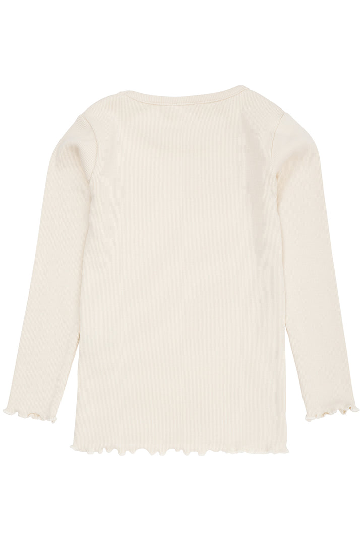 MODAL RIB LS TEE W. HEART HOLE PATTERN - CREAM