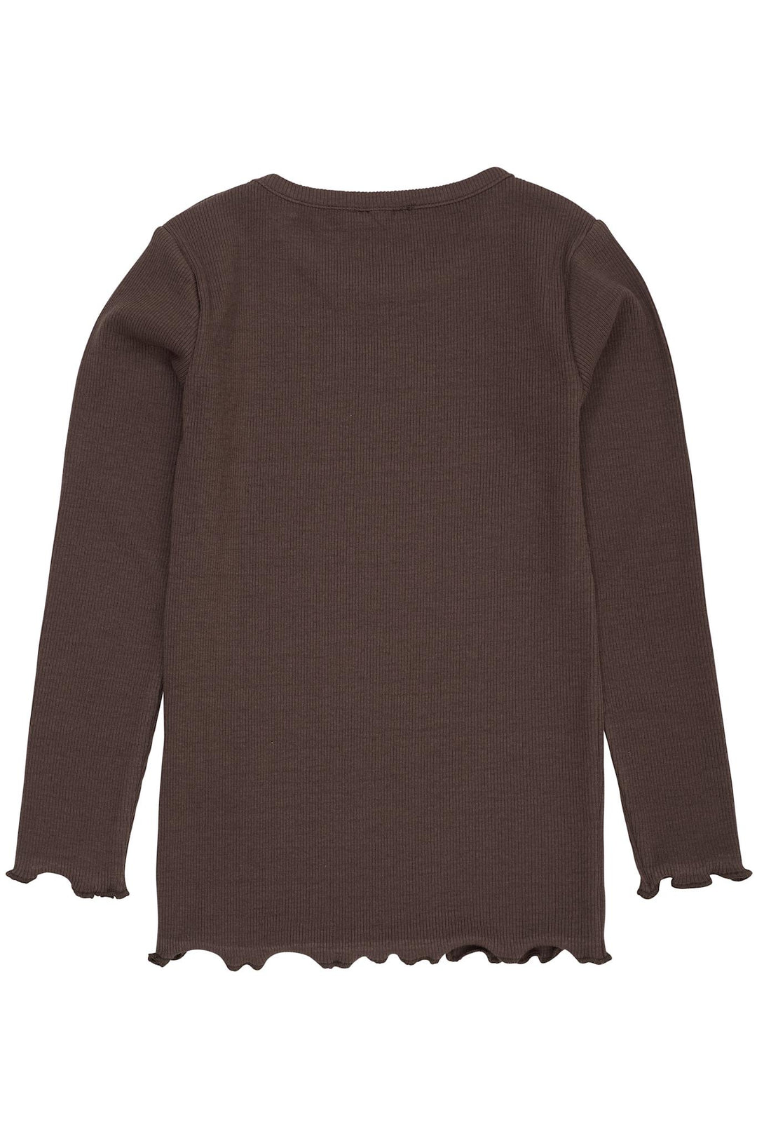 MODAL RIB LS TEE W. HEART HOLE PATTERN - DK BROWN