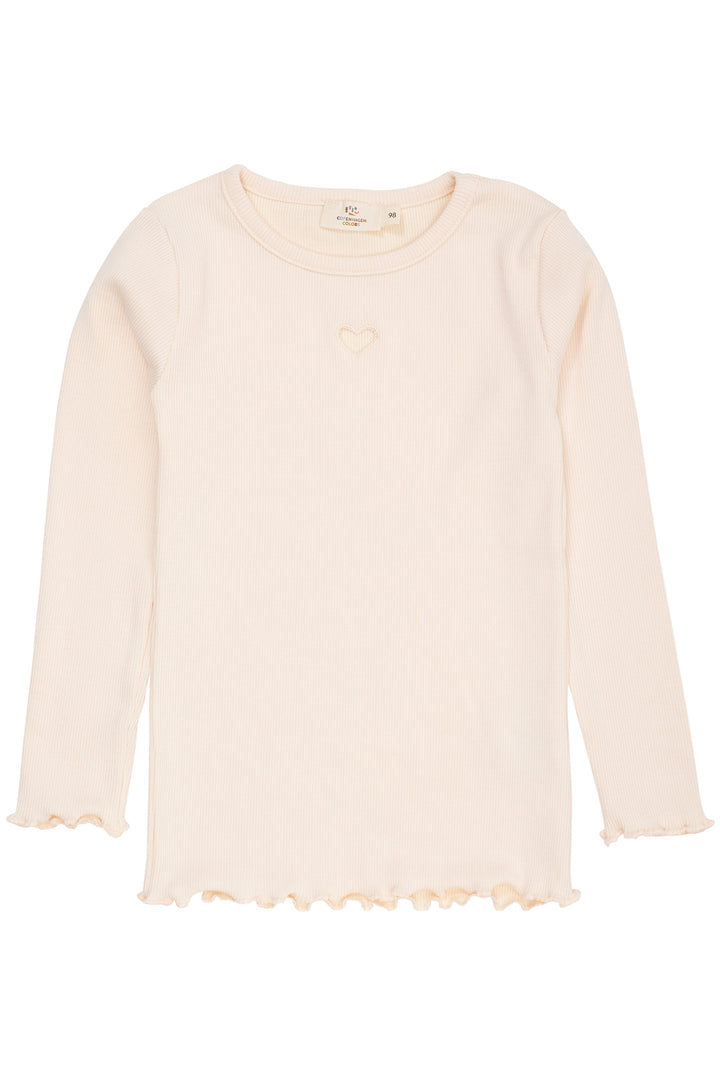 MODAL RIB LS TEE W. HEART HOLE PATTERN - DUSTY ROSE