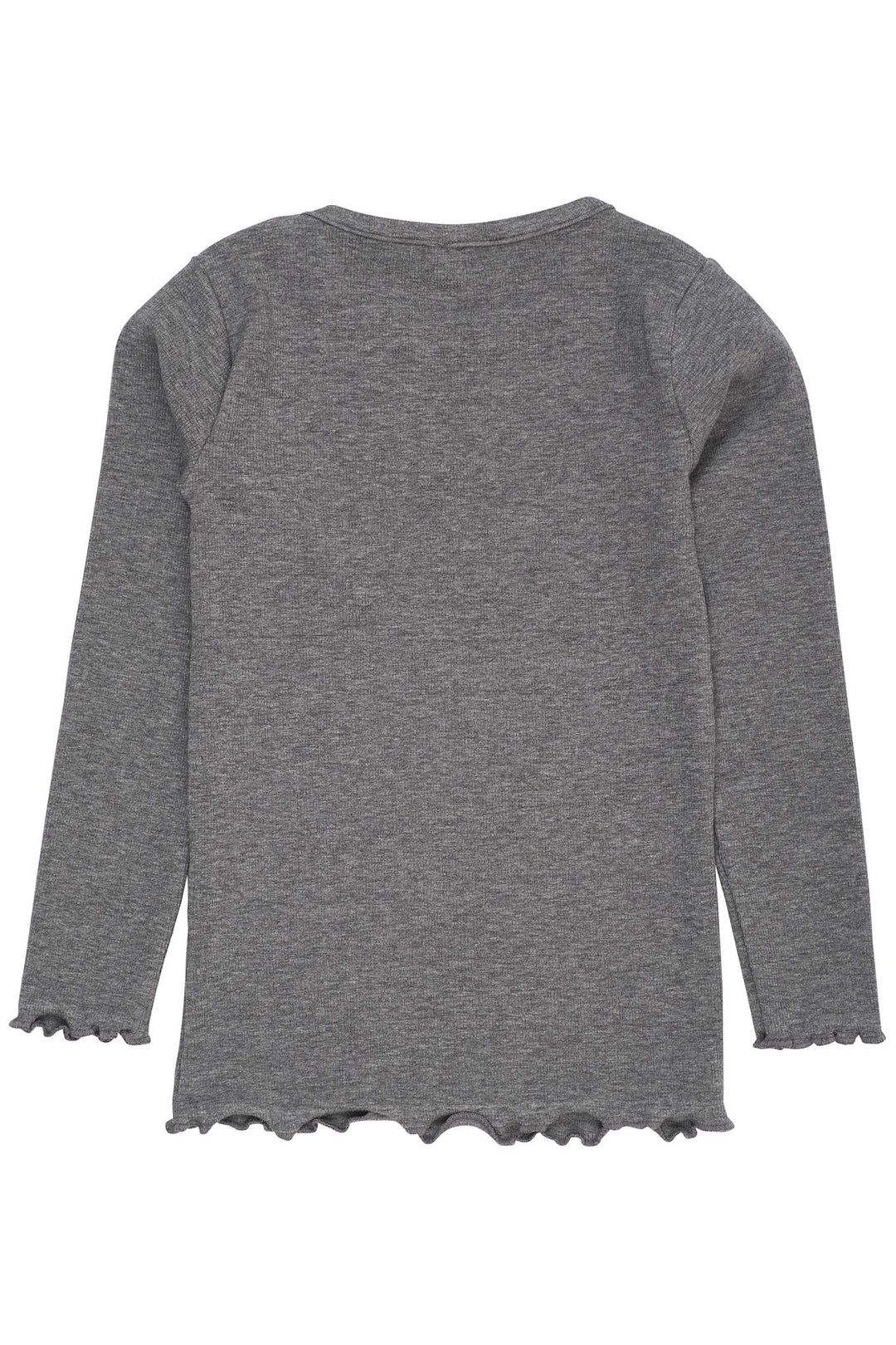 MODAL RIB LS TEE W. HEART HOLE PATTERN - GREY MEL