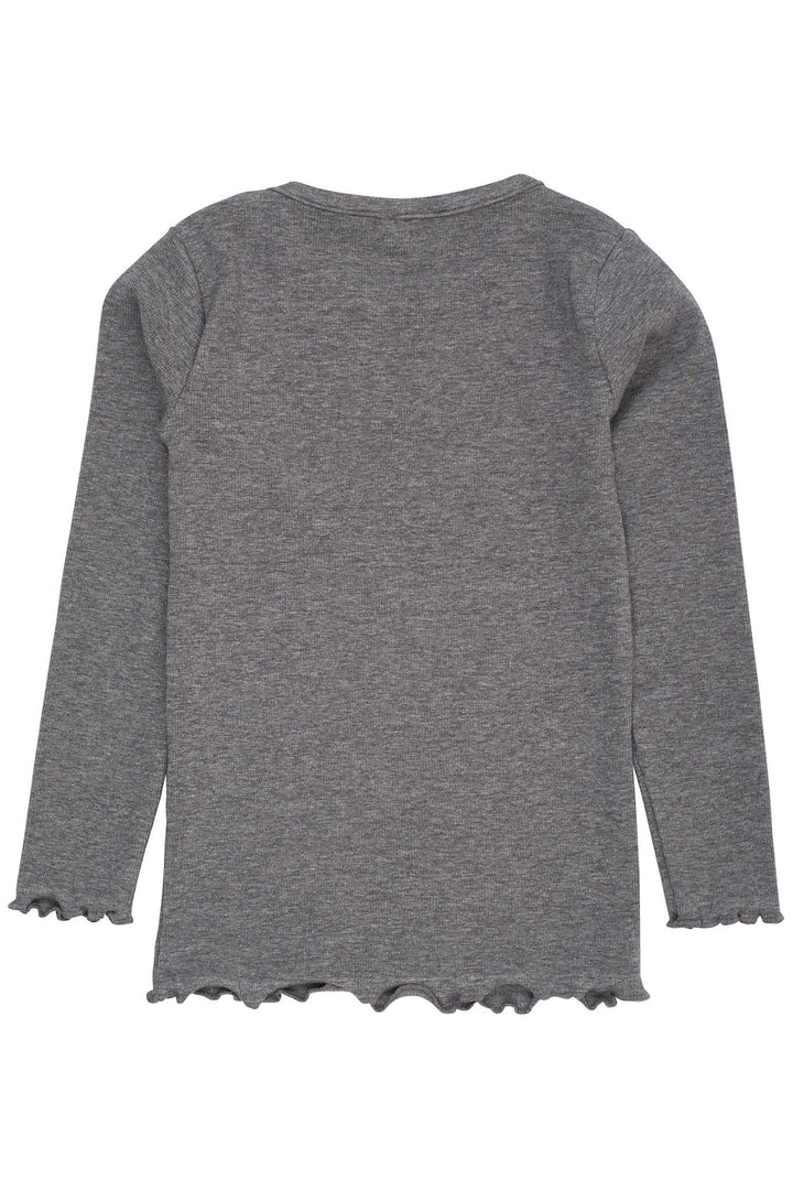 MODAL RIB LS TEE W. HEART HOLE PATTERN - GREY MEL