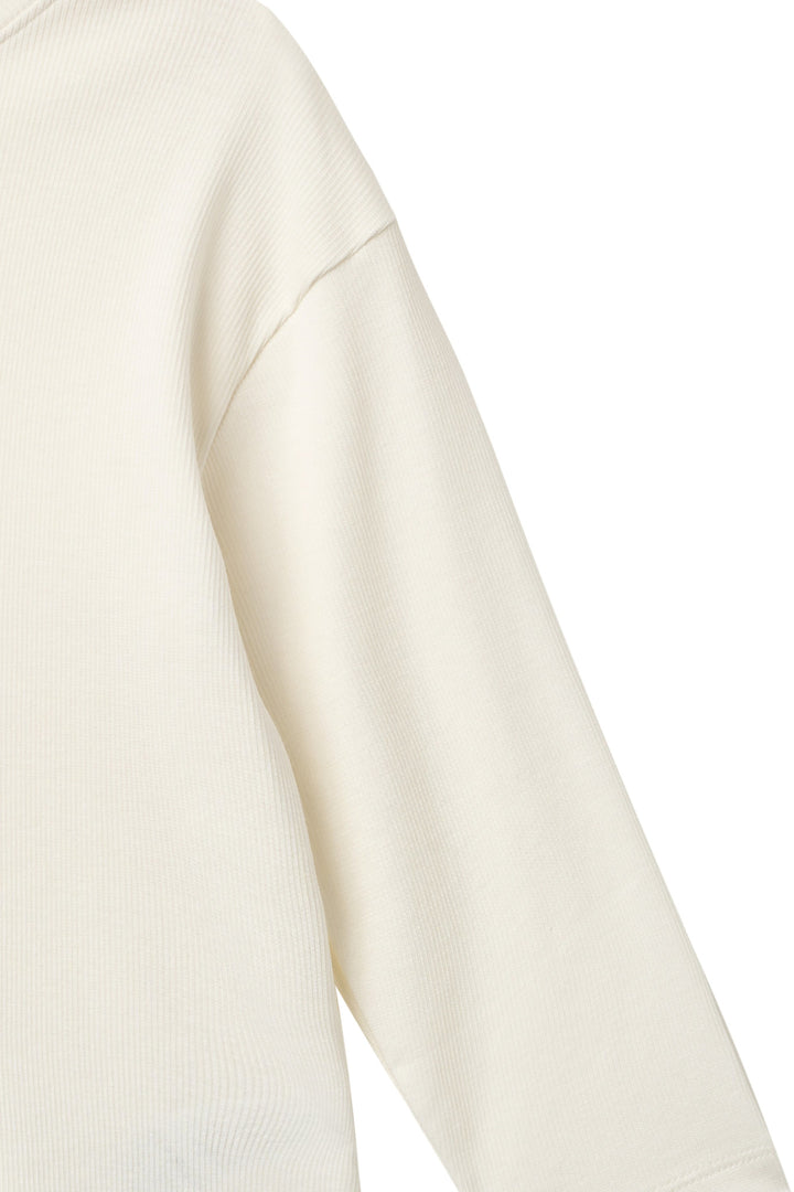 MODAL RIB LS BLOUSE W. DROP SHOULDER - CREAM