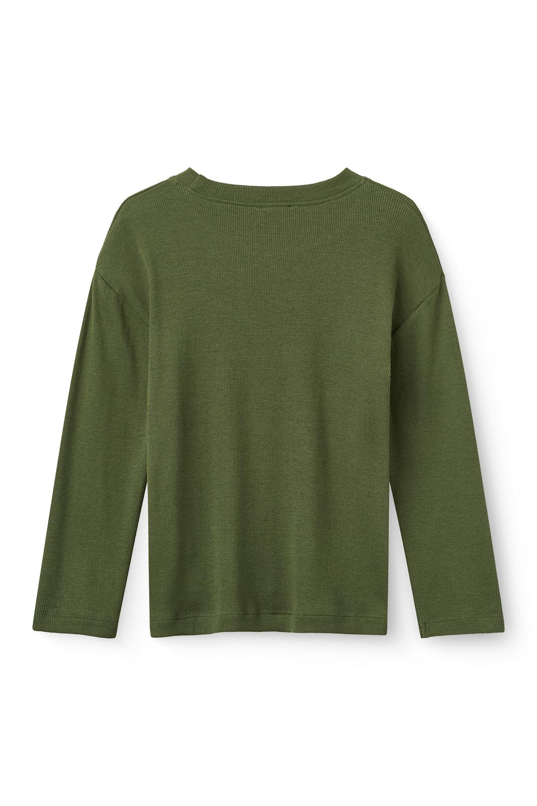 MODAL RIB LS BLOUSE W. DROP SHOULDER - DK GREEN