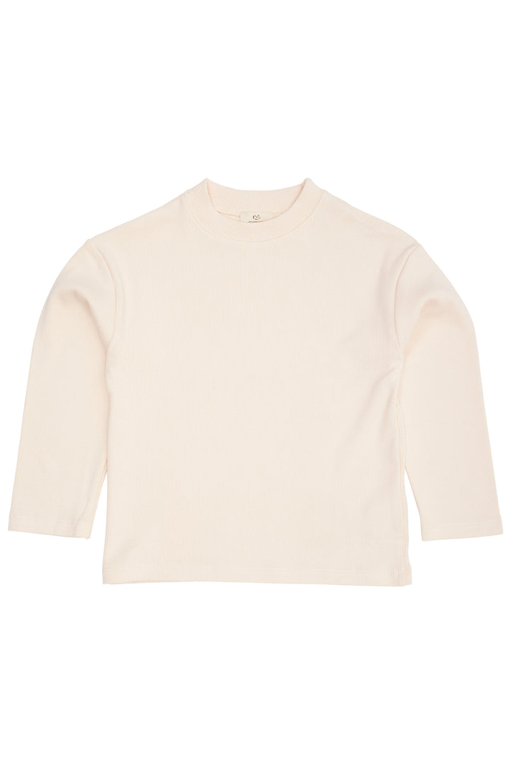 MODAL RIB LS BLOUSE W. DROP SHOULDER - DUSTY ROSE