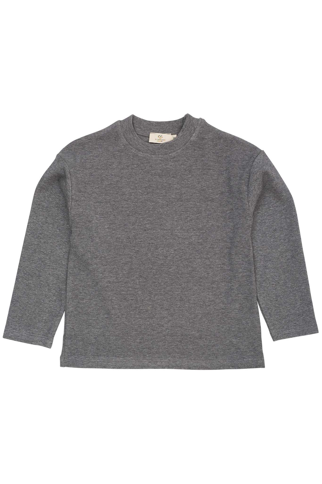 MODAL RIB LS BLOUSE W. DROP SHOULDER - GREY MEL