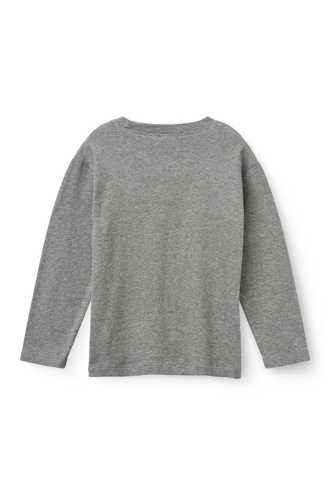 MODAL RIB LS BLOUSE W. DROP SHOULDER - GREY MEL