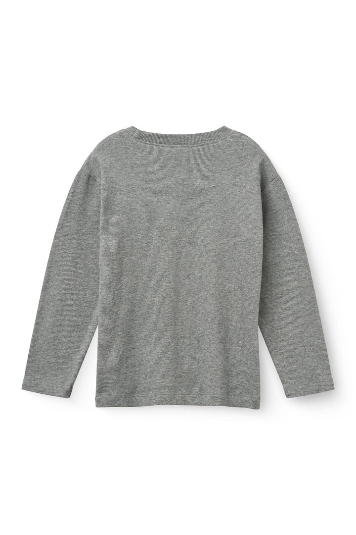 MODAL RIB LS BLOUSE W. DROP SHOULDER - GREY MEL