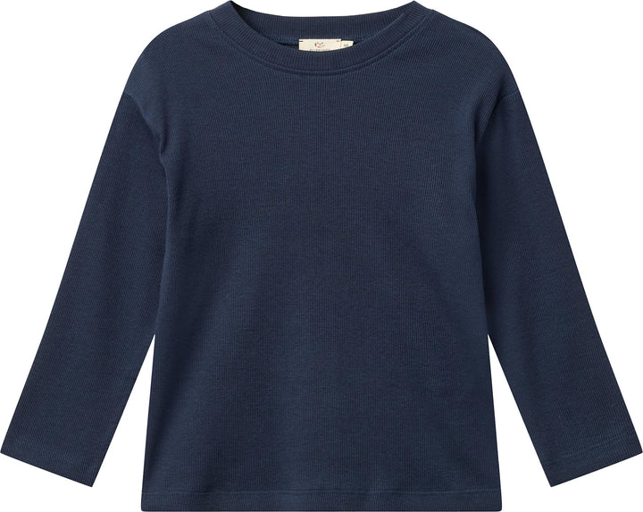 MODAL RIB LS BLOUSE W. DROP SHOULDER - NAVY
