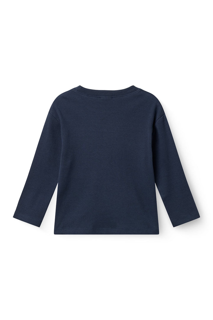 MODAL RIB LS BLOUSE W. DROP SHOULDER - NAVY