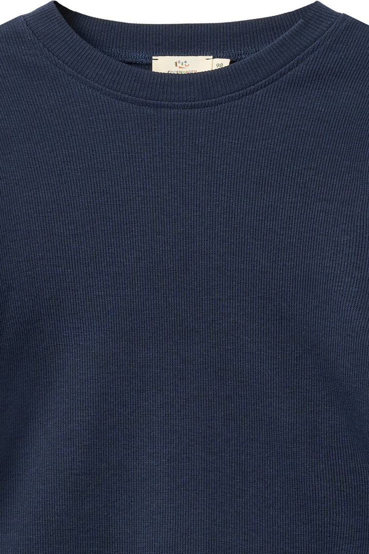 MODAL RIB LS BLOUSE W. DROP SHOULDER - NAVY