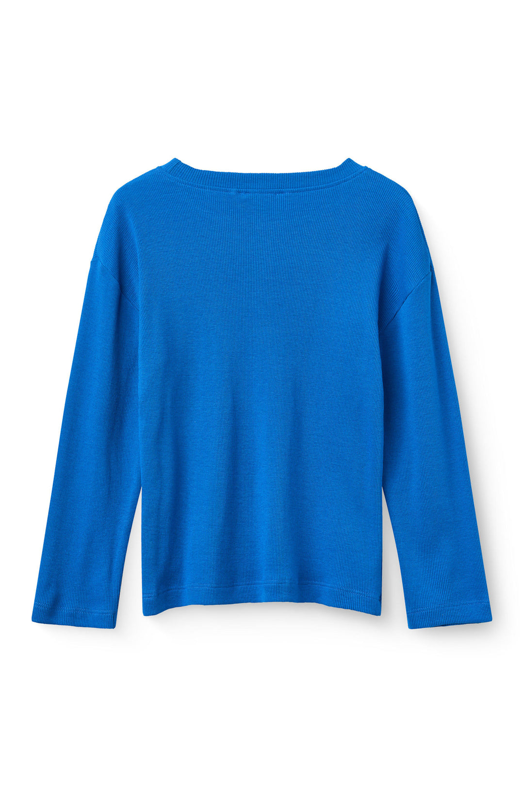 MODAL RIB LS BLOUSE W. DROP SHOULDER - SHARP BLUE