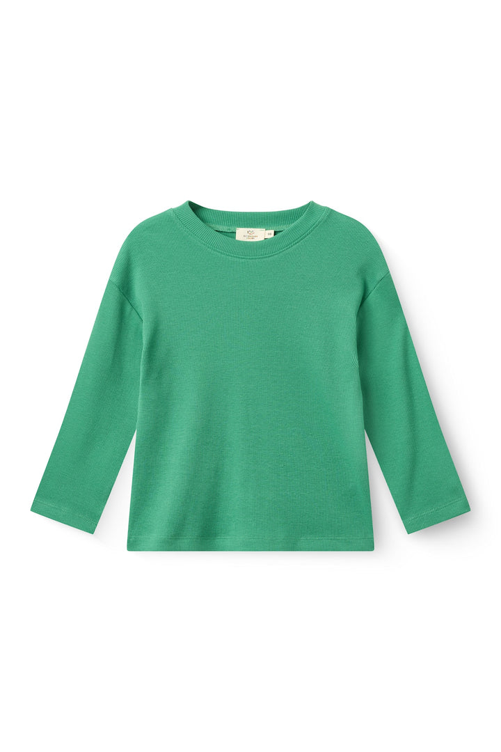 MODAL RIB LS BLOUSE W. DROP SHOULDER - SHARP GREEN