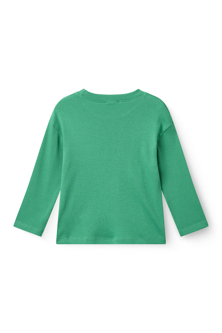 MODAL RIB LS BLOUSE W. DROP SHOULDER - SHARP GREEN