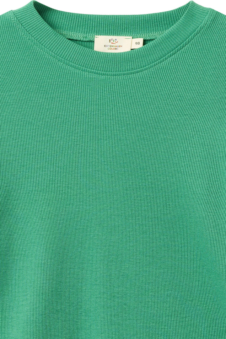MODAL RIB LS BLOUSE W. DROP SHOULDER - SHARP GREEN