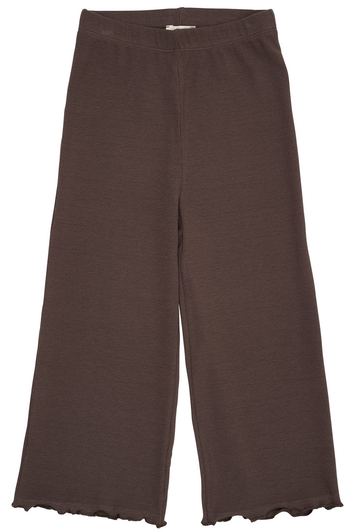MODAL RIB WIDE PANTS - DK BROWN