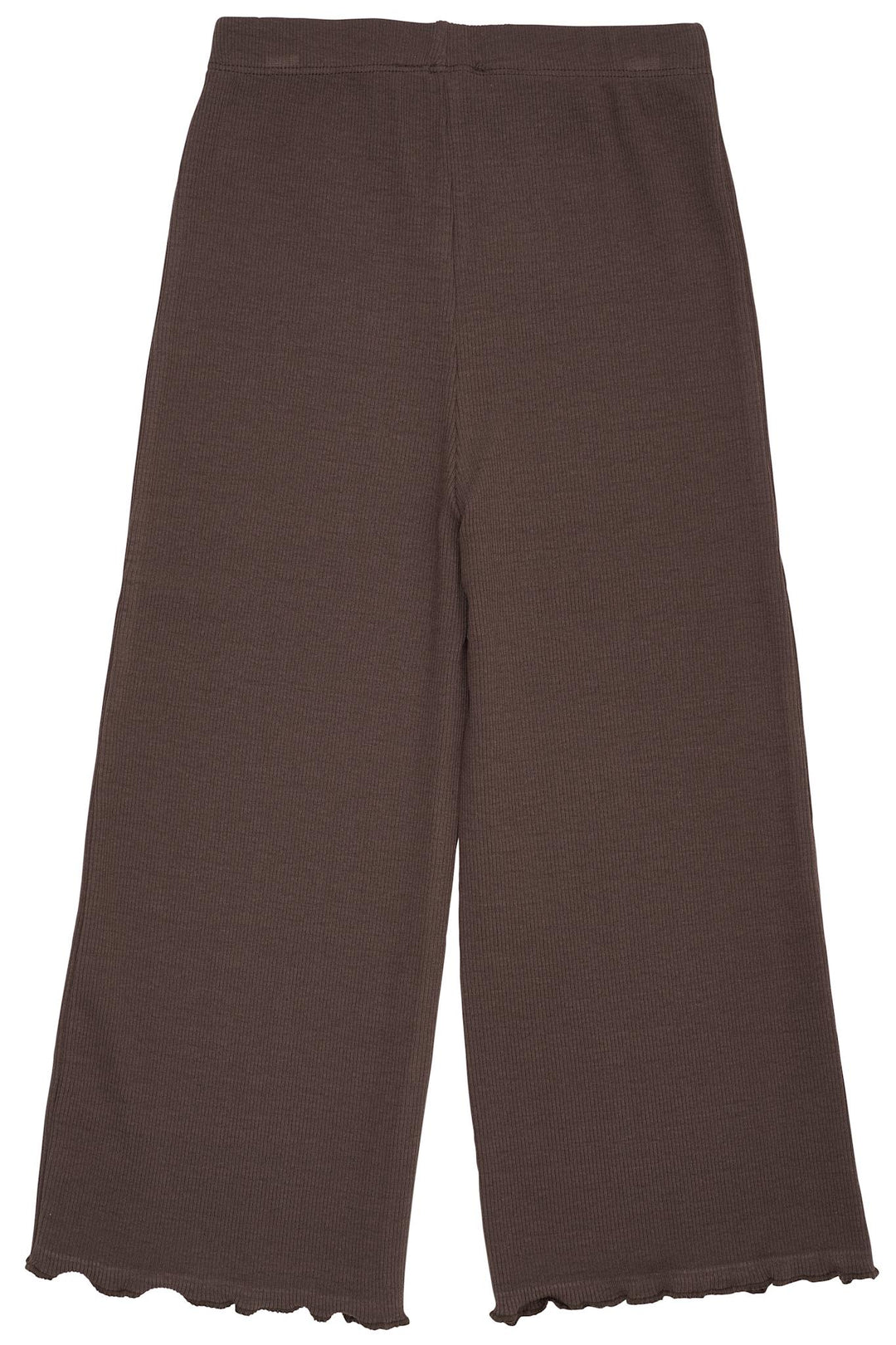 MODAL RIB WIDE PANTS - DK BROWN