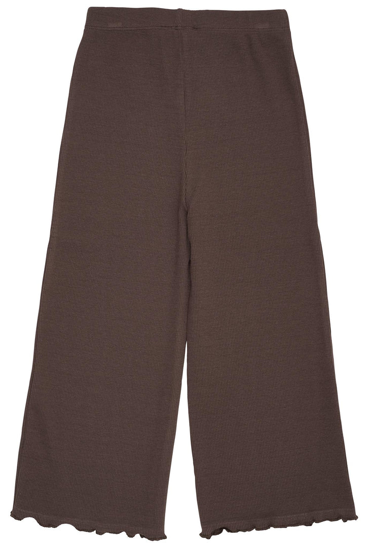 MODAL RIB WIDE PANTS - DK BROWN