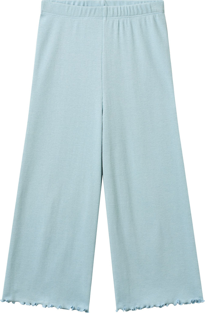 MODAL RIB WIDE PANTS - DUSTY BLUE