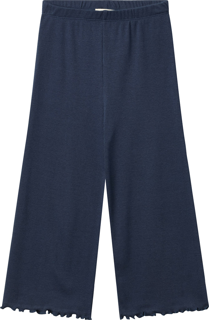 MODAL RIB WIDE PANTS - NAVY