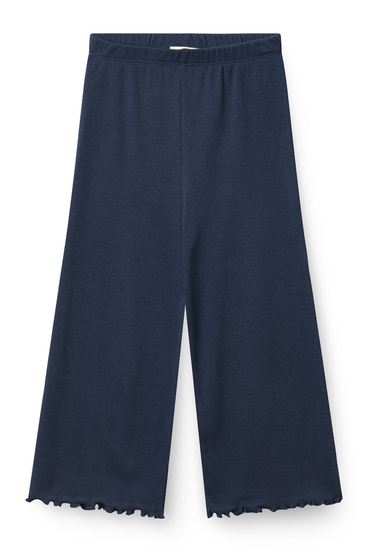 MODAL RIB WIDE PANTS - NAVY