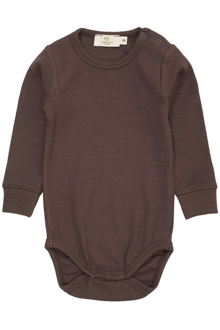 MODAL RIB LS BODY - DK BROWN