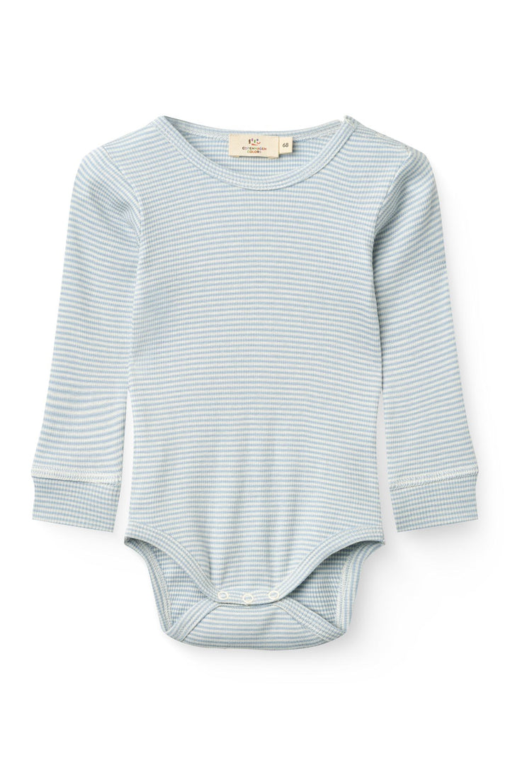 MODAL RIB LS BODY - DUSTY BLUE/CREAM STRIPE