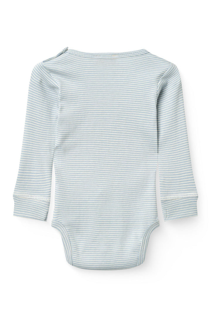 MODAL RIB LS BODY - DUSTY BLUE/CREAM STRIPE