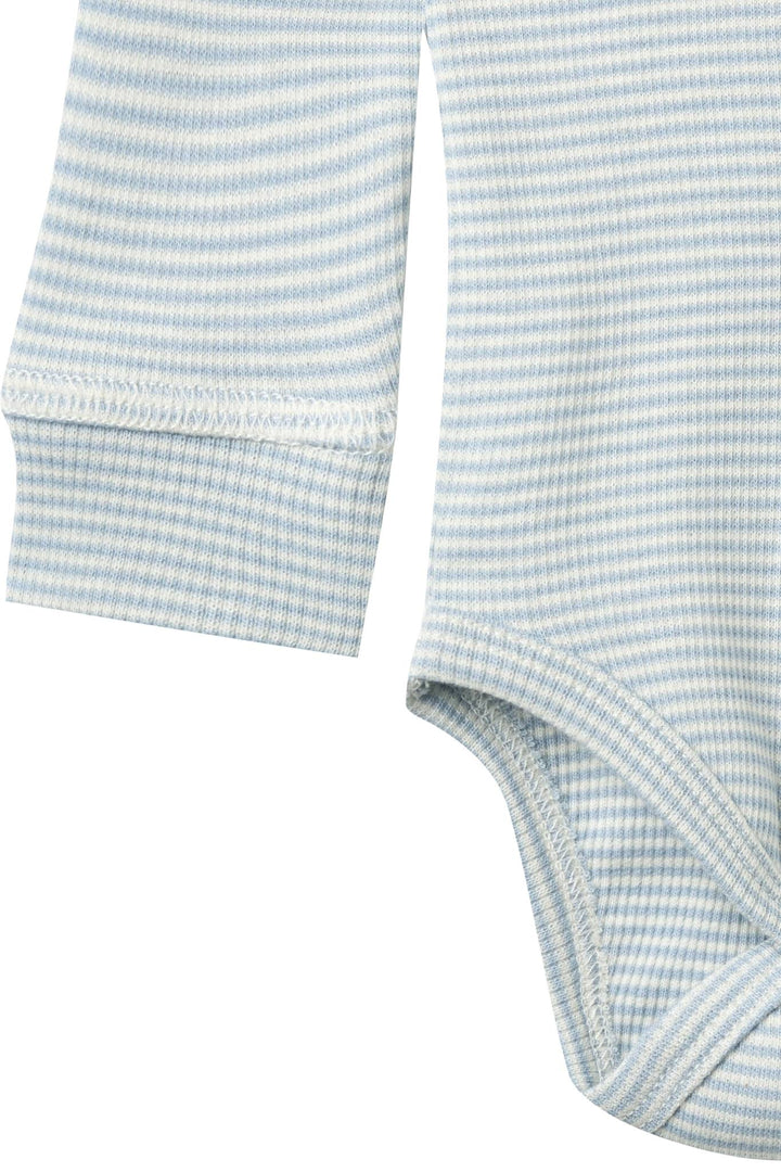MODAL RIB LS BODY - DUSTY BLUE/CREAM STRIPE