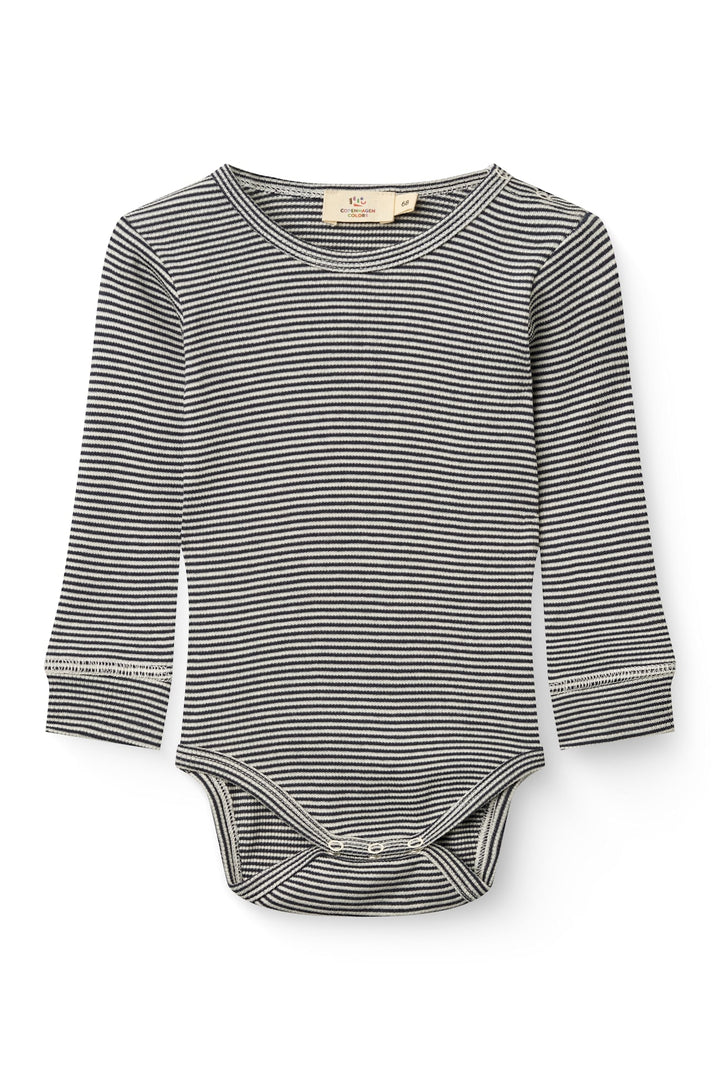 MODAL RIB LS BODY - NAVY/CREAM STRIPE