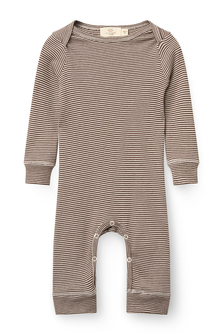 Modal Full Body Romper - Dk. Brown/Cream Stripe