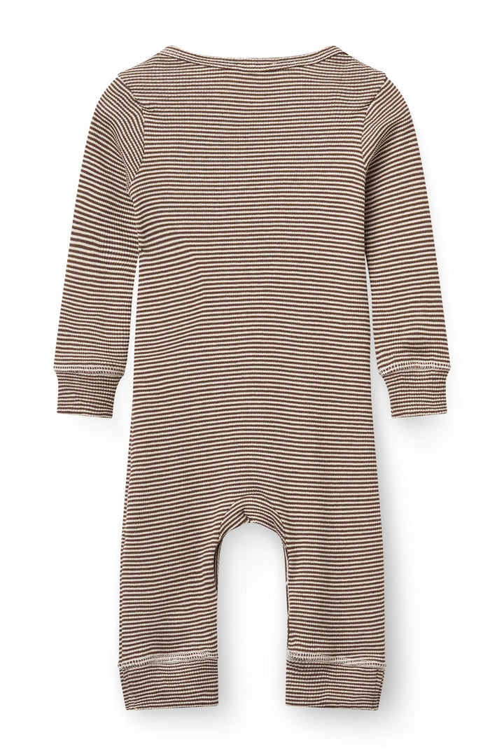 Modal Full Body Romper - Dk. Brown/Cream Stripe