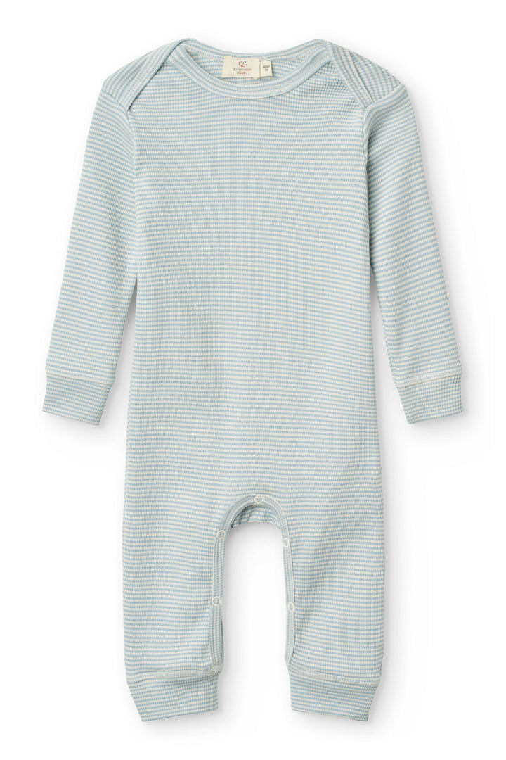 Modal Full Body Romper - Dusty Blue/Cream Stripe