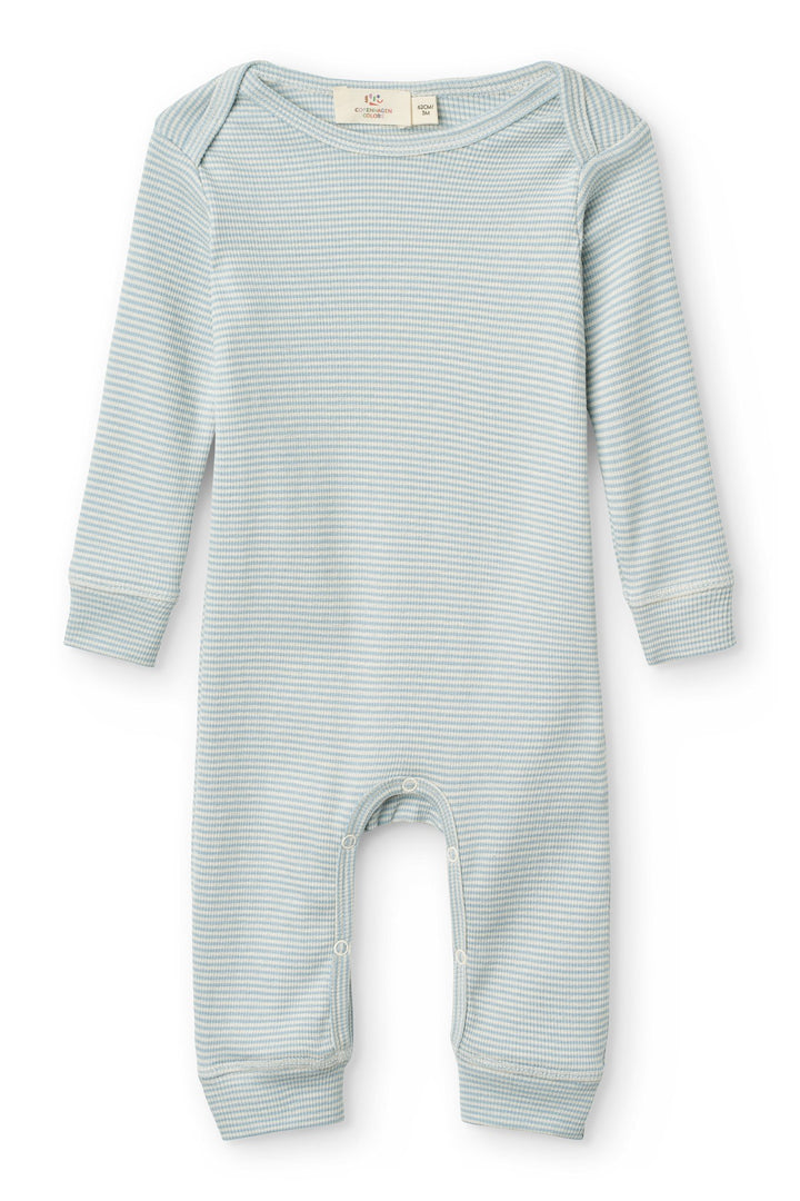 Modal Full Body Romper - Dusty Blue/Cream Stripe